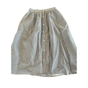 Pinstripe Mini Skirt Nautical Blue White Striped A-line Preppy Button Cotton XS